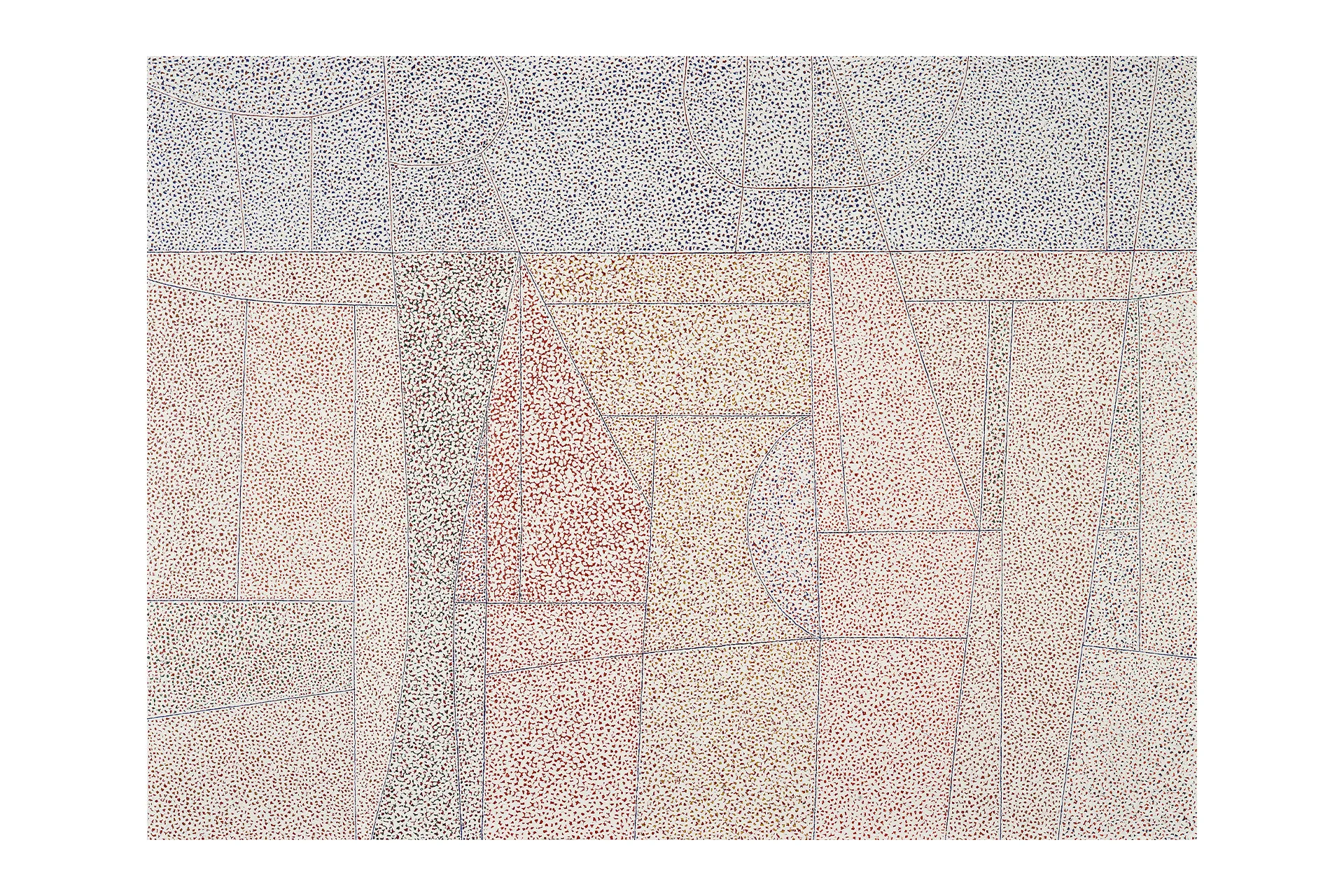 An abstract drawing of geometric shapes with tiny dots.
