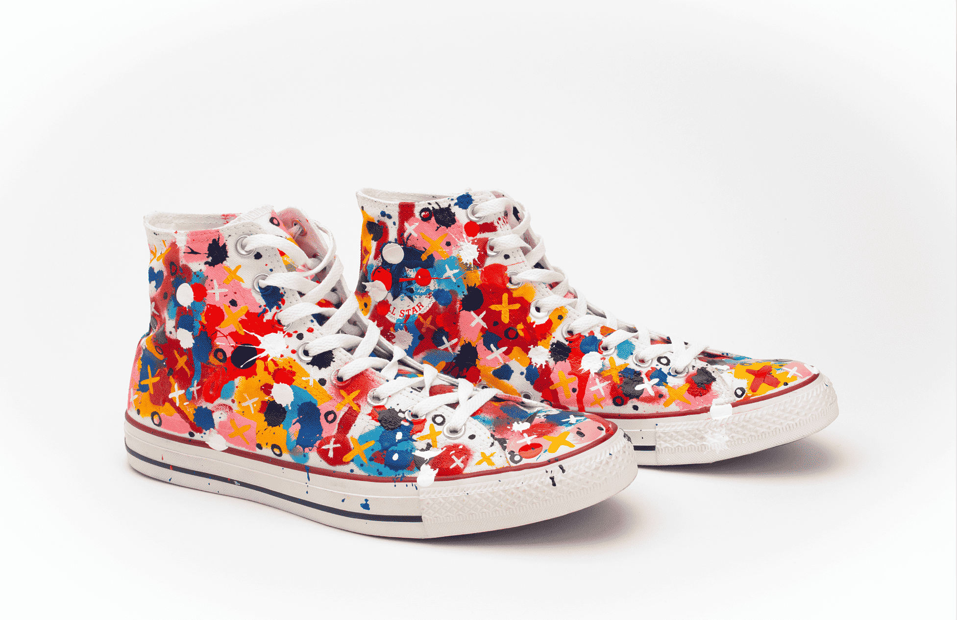 A pair of colorful shoes.