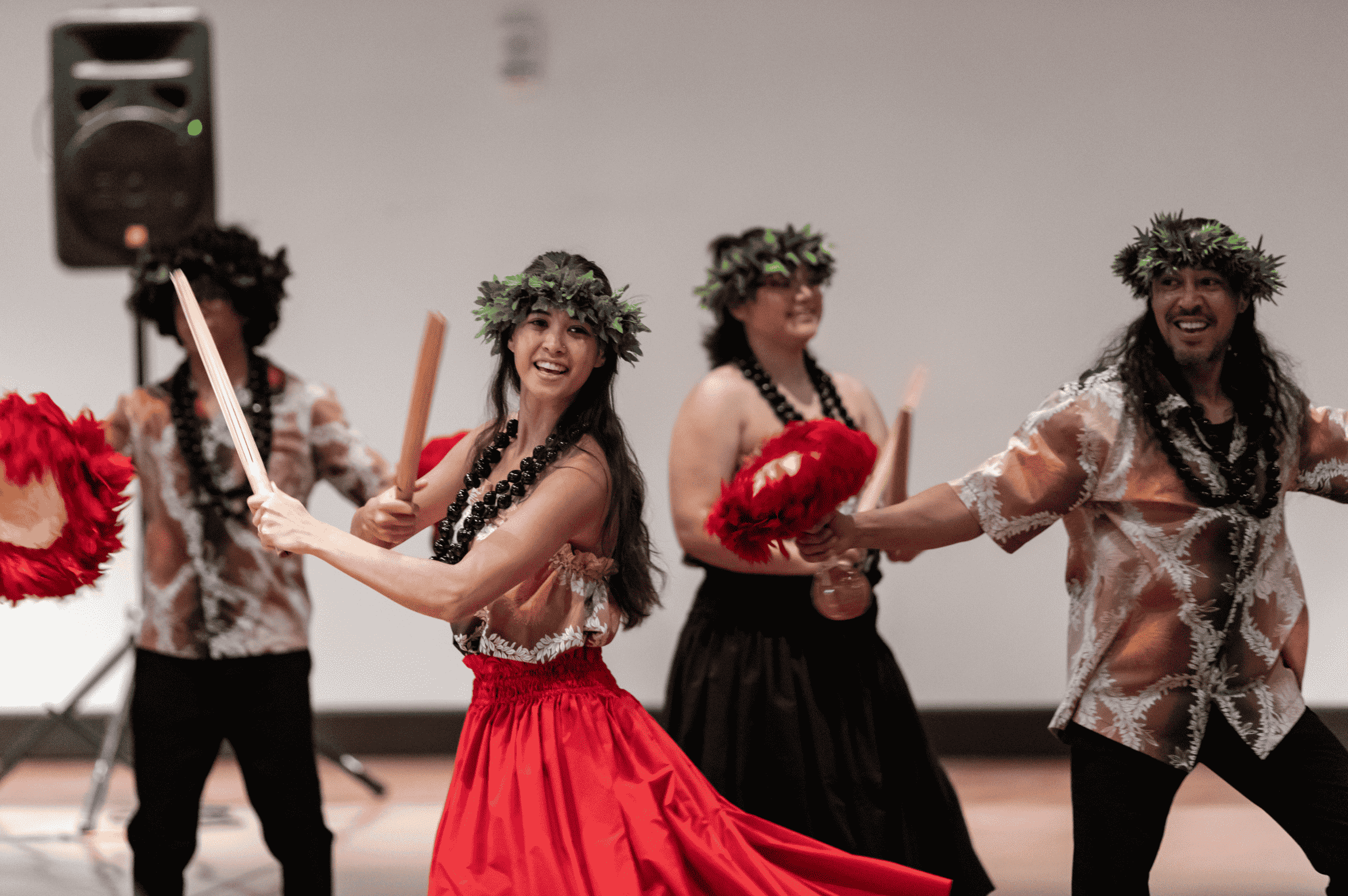 A group of hawaiian dancers.