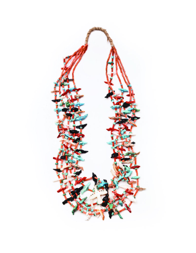 Leekya Deyuse (Zuni Pueblo, 1889-1966), fetish necklace, 1926. Turquoise, shell, jet, coral, longest strand 31.5 inches. Gift of Mr. C.G. Wallace, NA-SW-Zu-J-277.