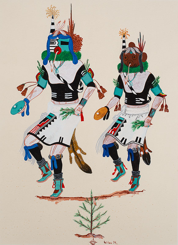 Color drawing of Hopi dancers