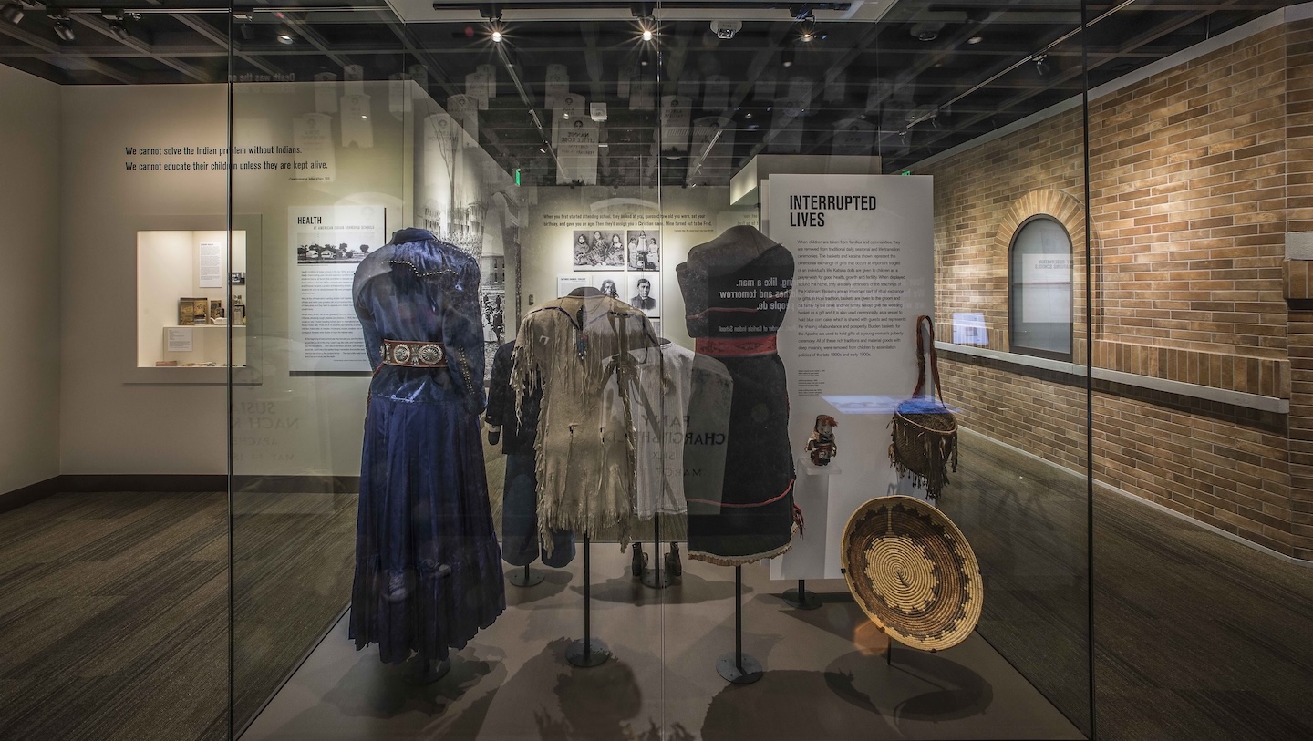 Interrupted Lives section of the Away From Home: American Indian Boarding School Stories exhibition at the Heard Museum.